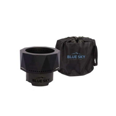 Blue Sky Outdoor Living Ridge Portable Steel Smokeless Fire Pit with Carrying Bag, Firewood and/or Wood Pellet Burning