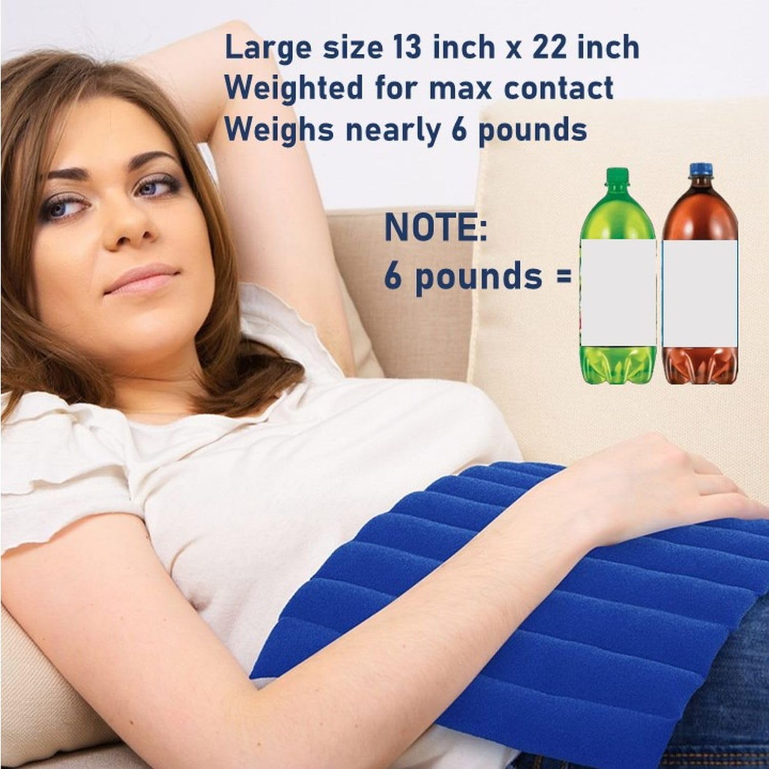 ComfortCloud Microwavable Xl Heating Pad for Neck and Shoulders and Back, Natural Moist Heat Therapy Pads with Washable Cover, 22" X 13" Blue, 1 Ct