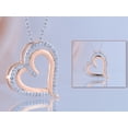 thumbnail image 3 of Dazzlingrock Collection Round White Diamond Double Heart Love Slider Pendant for Women with 18 Inch Silver Chain (0.20 ctw, Color I-J, Clarity I1-I2) in 18K Rose Gold, 3 of 6