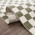 thumbnail image 6 of Hauteloom Kaysar Living Room, Bedroom Machine Washable Area Rug - Square Piles, Checkered - White, Moss Green - 5'3" x 7', 6 of 12