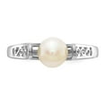 thumbnail image 4 of Solid 14k White Gold Pearl Filigree Ring Band with CZ Cubic Zirconia Size 5.5, 4 of 6