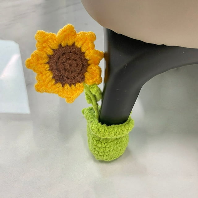 Funda protectora para patas de mesa de girasol | Fibra de poliéster tejida | Cuerda de contracción | Decoración de muebles antideslizantes y antiarañazos | Aspecto en maceta | 13cm x 6.5cm x 1.5cm |