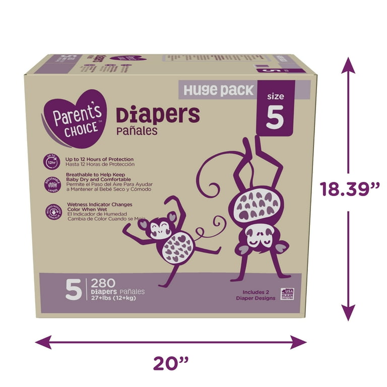 Parent's Choice Diapers, Size 5, 280 Diapers (Mega Box)