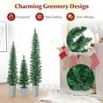 thumbnail image 3 of GOFLAME Set of 3 Potted Christmas Tree, 3’ 4’ 5’ Slim Pencil Trees with 120, 140, 160 Branch Tips & Cement-Filled Metal Bases, Artificial Entrance Xmas Trees for Porch, Front Door, Entryway, 3 of 9