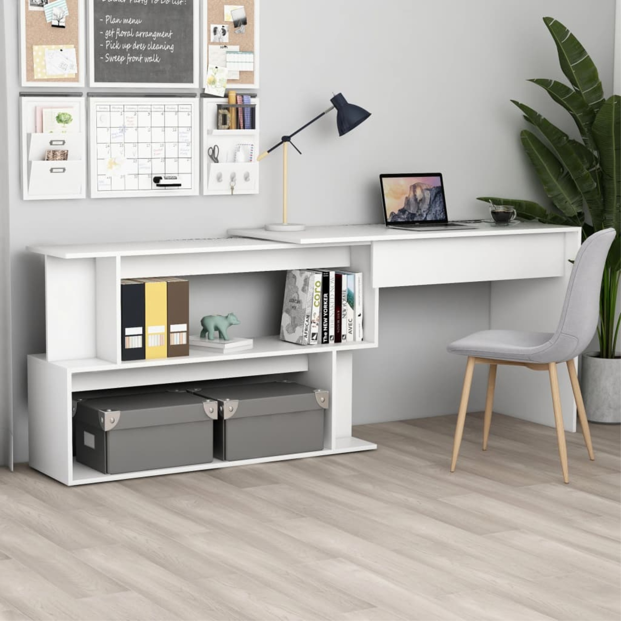 vidaXL Corner Desk White 47.2"x19.7"x29.9" Chipboard