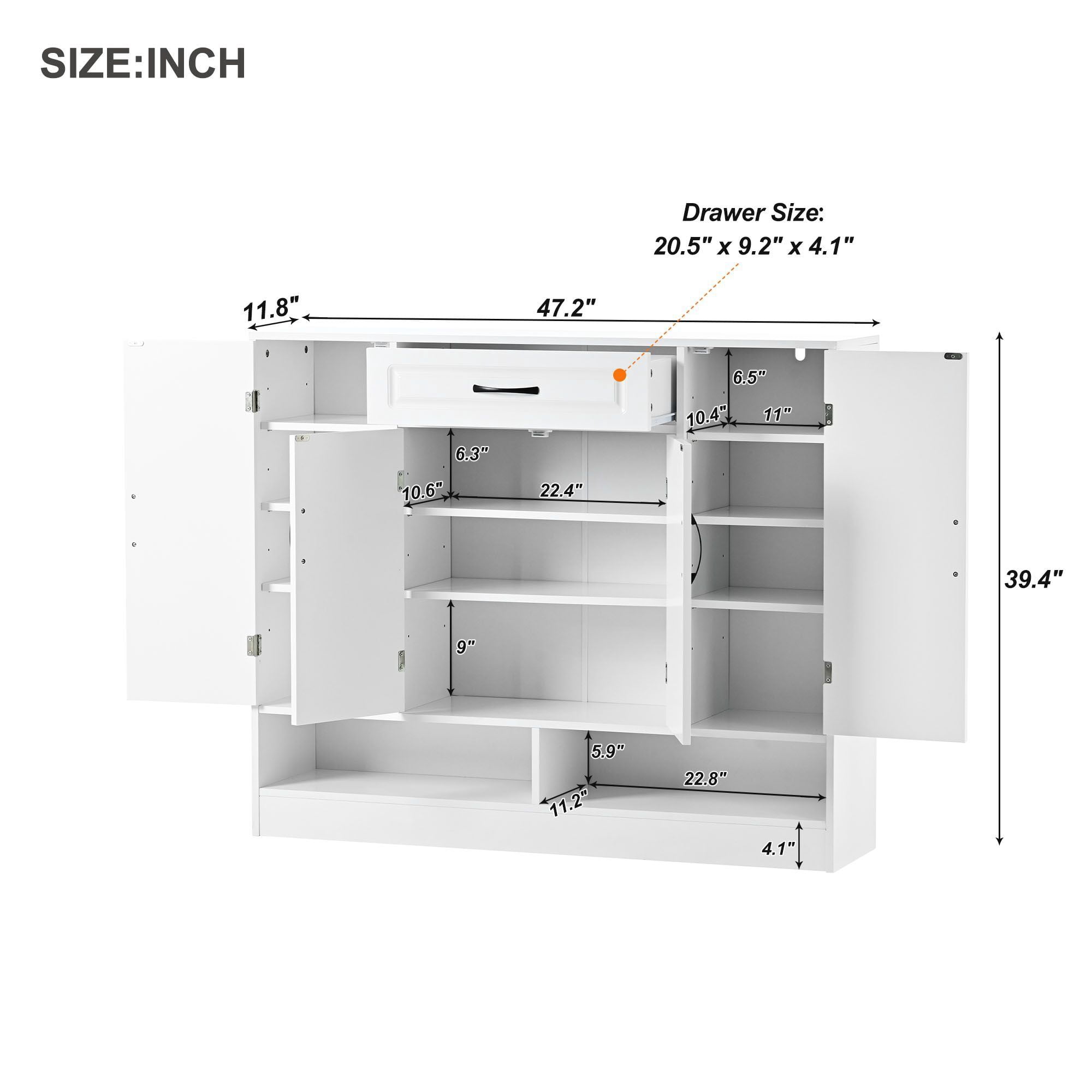 DEALTOPS Modern Minimalist Shoe Cabinet with Ample Storage Space and Adjustable Shelves, Freestanding Wooden Shoe Rack for Entryway - White