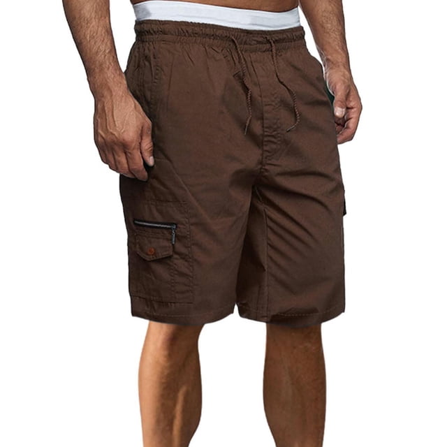 pstuiky Pantalones cortos para hombre, Pantalones cortos rectos de cintura elástica con bolsillos sólidos informales para hombre Pantalones cortos deportivos para hombre
