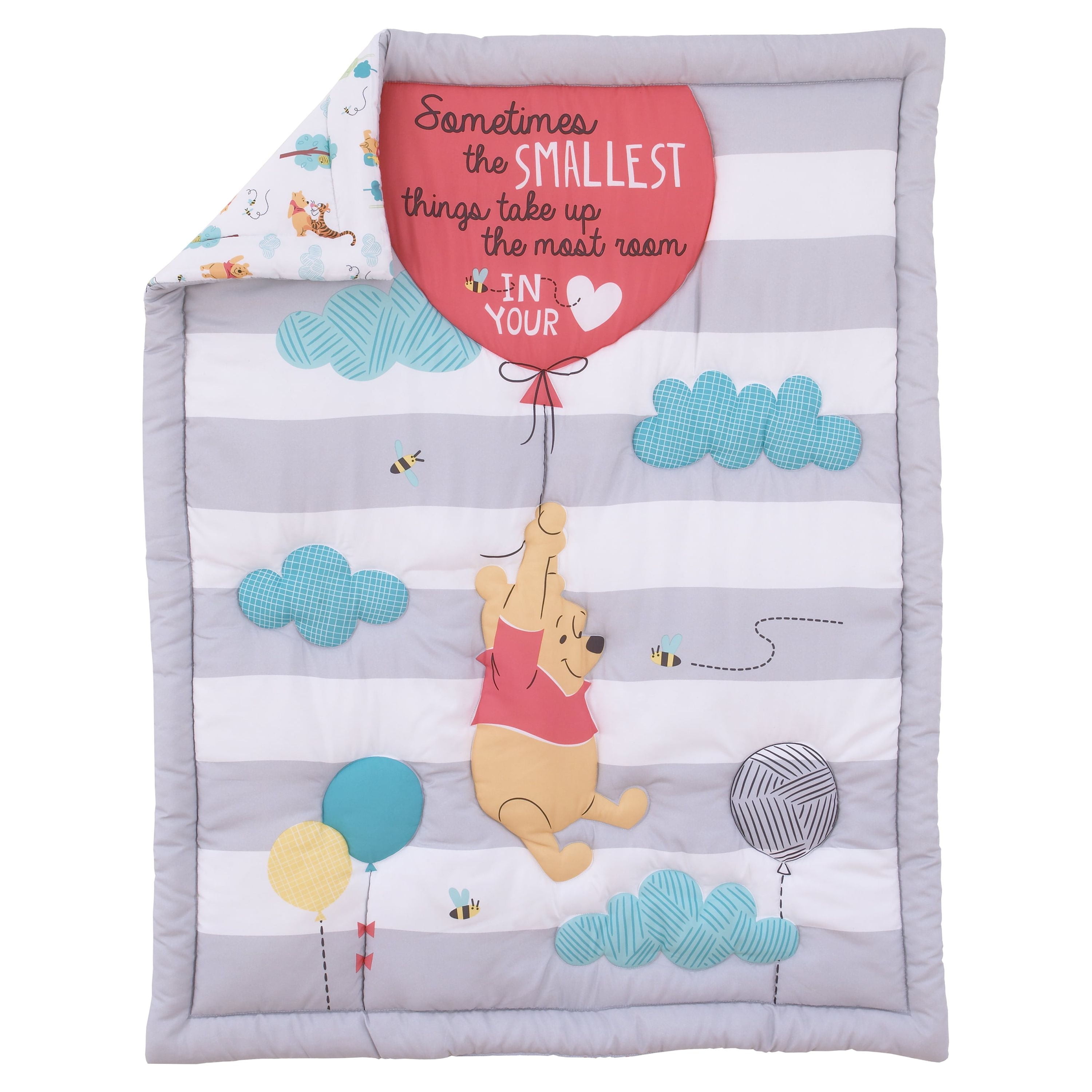 Disney Winnie the Pooh 4-Piece Crib Bedding Set, Gray, Red, Blue, Best Friends