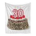 thumbnail image 1 of 30th Birthday Soft Flannel Fleece Throw Blanket, Birthday Cake with Cherries on the Top and Burning Candles Number 30 Print, Cozy Plush for Indoor and Outdoor Use, 70" x 90", Multicolor, by Ambesonne, 1 of 6
