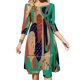 thumbnail image 1 of Atomic Joy Two Sweet Elegant Dress Women Korean Kawaii Square Neck Dress Wood Veteado Aqua Orange Índigo Siena Quemado Geométrico, 1 of 6