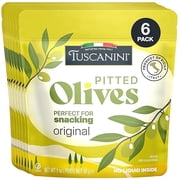 Tuscanini Italian Pitted Olive Snack Packs, 1 oz (6 Pack)|Convenient Olive Pouches for Snacking |No Oil |Gluten Free, Vegan, Keto Friendly|Pitted Olives| Great for Travel, Picnics and Office Snacks
