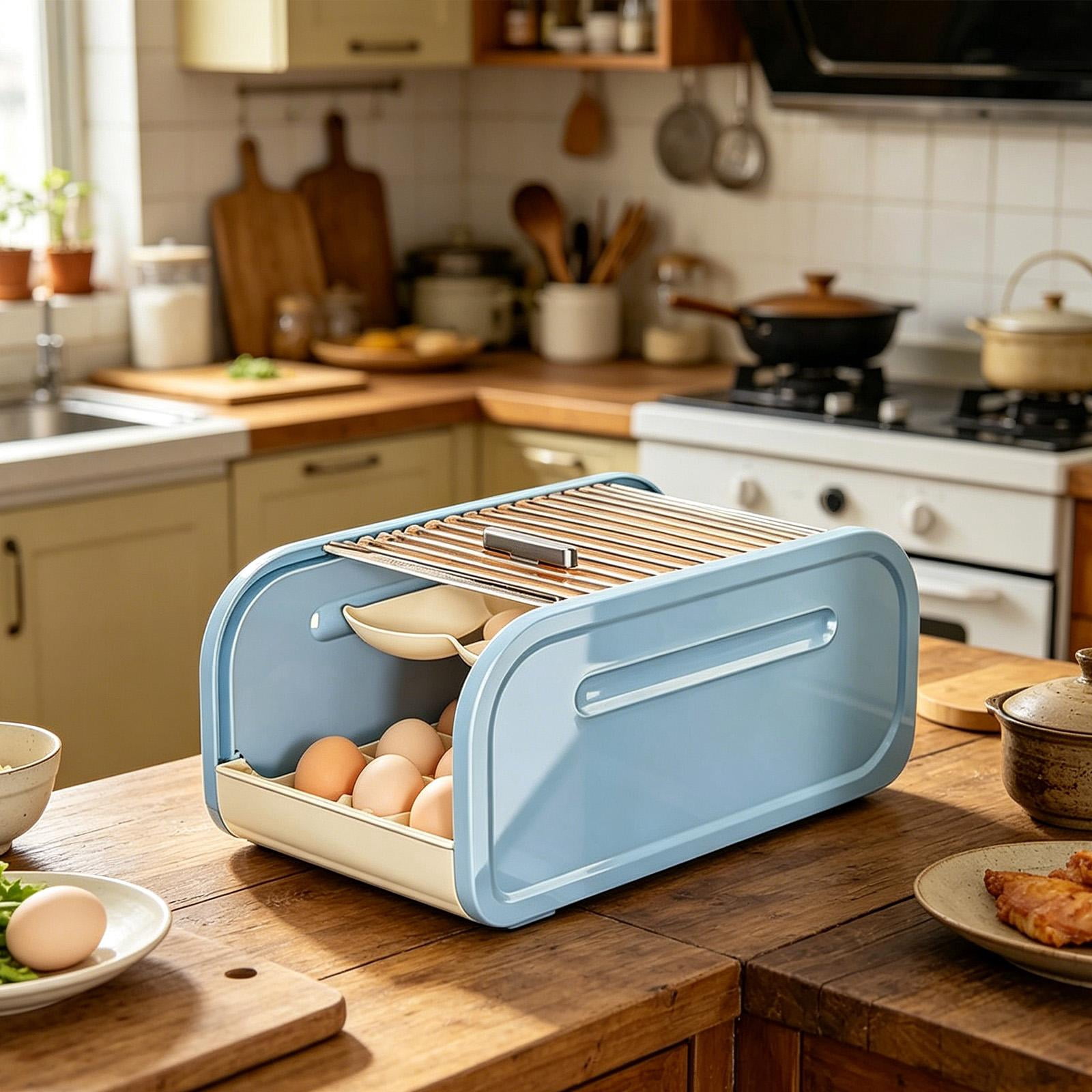 Baoblaze Egg Holder for Fridge Egg Dispenser Automatic Rolling Cabinet Container Space
