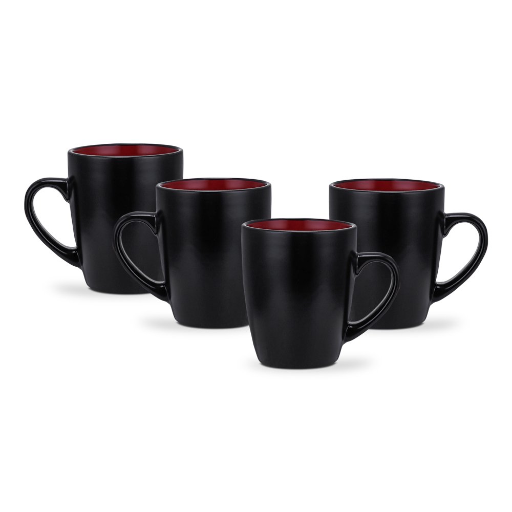 Stone Lain Albie Rustic Stoneware Mug Replacement Set, Contemporary Red