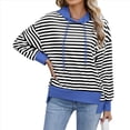 thumbnail image 3 of Sudadera de Rayas de Gran Tamaño para Mujer, Sudadera con Capucha de Bloques de Color, Jersey de Larga, Ropa Y2K y Negro M, 3 of 10