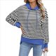 thumbnail image 3 of Sudadera de Rayas de Gran Tamaño para Mujer, Sudadera con Capucha de Bloques de Color, Jersey de Larga, Ropa Y2K y Negro XL, 3 of 10
