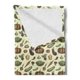thumbnail image 2 of Vegetable Art Soft Flannel Fleece Throw Blanket, Hand Drawn Vegan Pattern Mushroom Radish and Pumpkin on Cream Background, Cozy Plush for Indoor and Outdoor Use, 50" x 70", Multicolor, by Ambesonne, 2 of 5