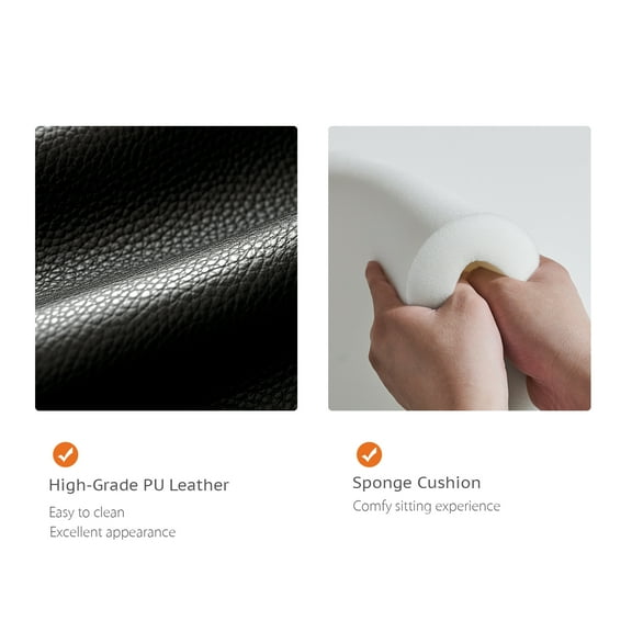 LIFERECORD Side Chair Set 4-Pack Black Upholstered Dining Chairs with Wooden Legs