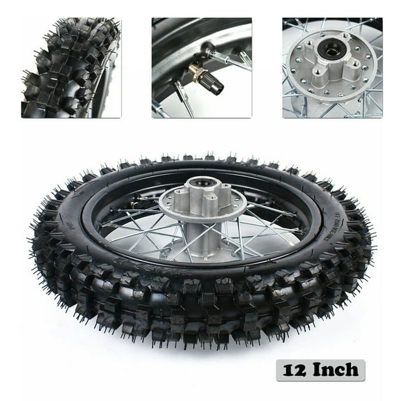 Rear Tire Wheel 80/100-12 Tire Rim For Dirt Pit Bike Apollo 110/70/125cc Replace