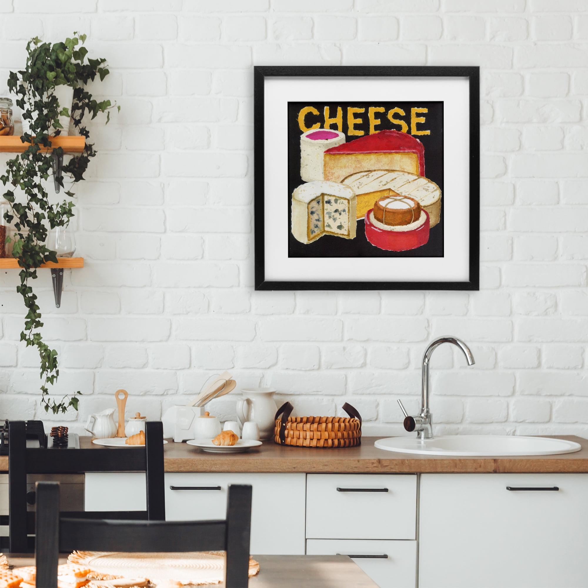 Stupell Industries Assorted Cheese Wheels Black Framed Print Under Glass, design by Nancy Overton