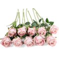 thumbnail image 2 of Flojery 10 Rosas Artificiales De Tallo Largo, Rosas De Seda Falsas Para Bricolaje, Ramo De Boda, Mesa Central, Decoración Del Hogar (Rosa Claro) Flojery NA, 2 of 5