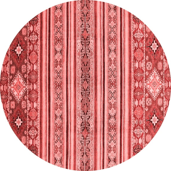 Ahgly Company Machine Washable Indoor Round Oriental Red Modern Area Rugs, 8' Round