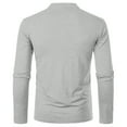 thumbnail image 4 of Hearthz Mens Henley Long Sleeve T-Shirt Fall 3-Button Solid Color Big and Tall Shirts for Men Crewneck Sports Baseball Jerseys T Shirts, 4 of 7