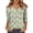 #06Green, variant on Ladies Soft Floral Pattern V Neck 3/4 Sleeve T Shirts Loose Fit Casual Daily Wear Blouse Shirts