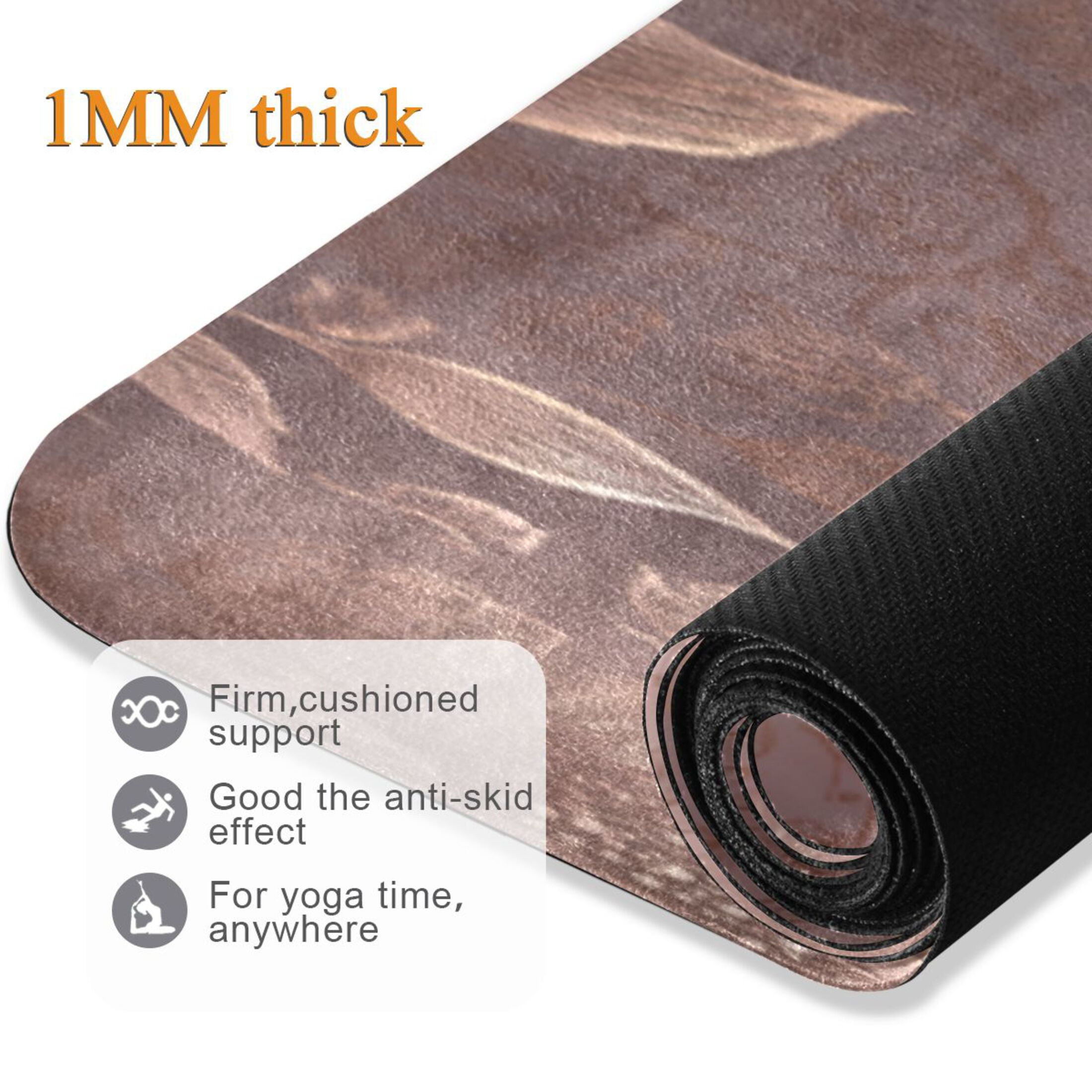 BZSMCE Yoga Mat Women Fitness Mat Intricate Golden Flower Design Pattern