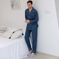 thumbnail image 6 of Hwmodou Mens Sleepwears Valentine's Day Love Heart Cute Printed Solid Nightwear Long Sleeve Night Gown Set For Couples Silk Robe Comfort And Style Plus Size Pajamas Gift For Man, 6 of 9