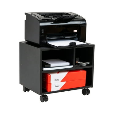 Mind Reader Rolling Printer Cart, Utility Cart, Printer Stand, Under Desk Storage, MDF, Black