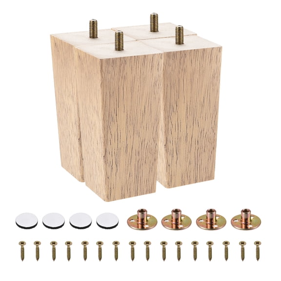 Unique Bargains Wooden Square Tapered Furniture Legs for Sofa and Couch Wood 150mm Height