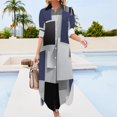 thumbnail image 4 of Gray Blue Geometric Abstract Pattern Shirt Dress Long Sleeve Street Fashion V Neck Oversized Casual Dress Women Evening Dress, 4 of 7