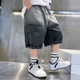thumbnail image 6 of Uobin Boys Denim Shorts Summer Thin Gradient Casual Breathable Soft Blend Stretchy Waistband Toddler Everyday Wear, 6 of 8