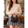thumbnail image 3 of Deago Small Tote Bag for Women PU Leather Crossbody Shoulder Bag Fashion Satchel Purse Top Handle Hobo Bags Handbags with Adjustable Strap (Coffee), 3 of 9