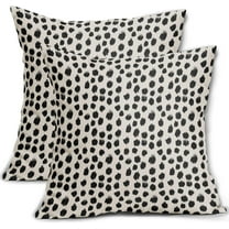 Wualmondor Polka Dot Pillow Covers 16x16 Set of 2 Stylish Black Cream Throw Pillows Boho Design Pillowcase Square Cushion Cover Linen Pillow Case for Home Sofa Couch Bed