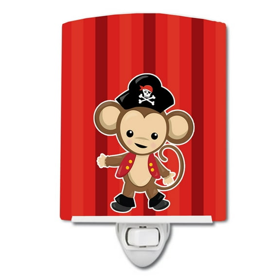Caroline's Treasures BB8976CNL Pirate Monkey Red #2 Ceramic Night Light, 6x4x3", multicolor