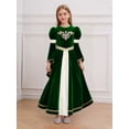 thumbnail image 4 of Choomomo Girls Medieval Princess Outfits Patchwork Round Neck Dress Ruffled Webbing Trim Long Dress Green 8, 4 of 5