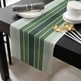 thumbnail image 3 of Sage Green Ombre Stripe Cotton Linen Long Table Runner 13 x 108 inch Farmhouse Striped Gradient Non-slip Rectangular Dining Table Decor for Wedding Party Holiday Dinner, 3 of 8