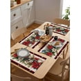 thumbnail image 5 of Placemats Set of 6, Cotton Linen Heat Table Mats Non-Slip Washable Merry Christmas Poinsettia Blue Berry Buffalo Snowflake Placemat for Holiday Banquet Dining Kitchen Table Decor, 5 of 6
