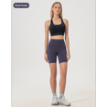 thumbnail image 3 of Women's High Waisted Biker Shorts with Pockets, Nylon Spandex Yoga Workout Shorts, Tummy Control, 1 Pack, 3 of 9