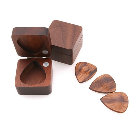 Wooden Guitar Pick Plectrum Box for 4pcs Picks (Best Way To Hold A Guitar Pick)