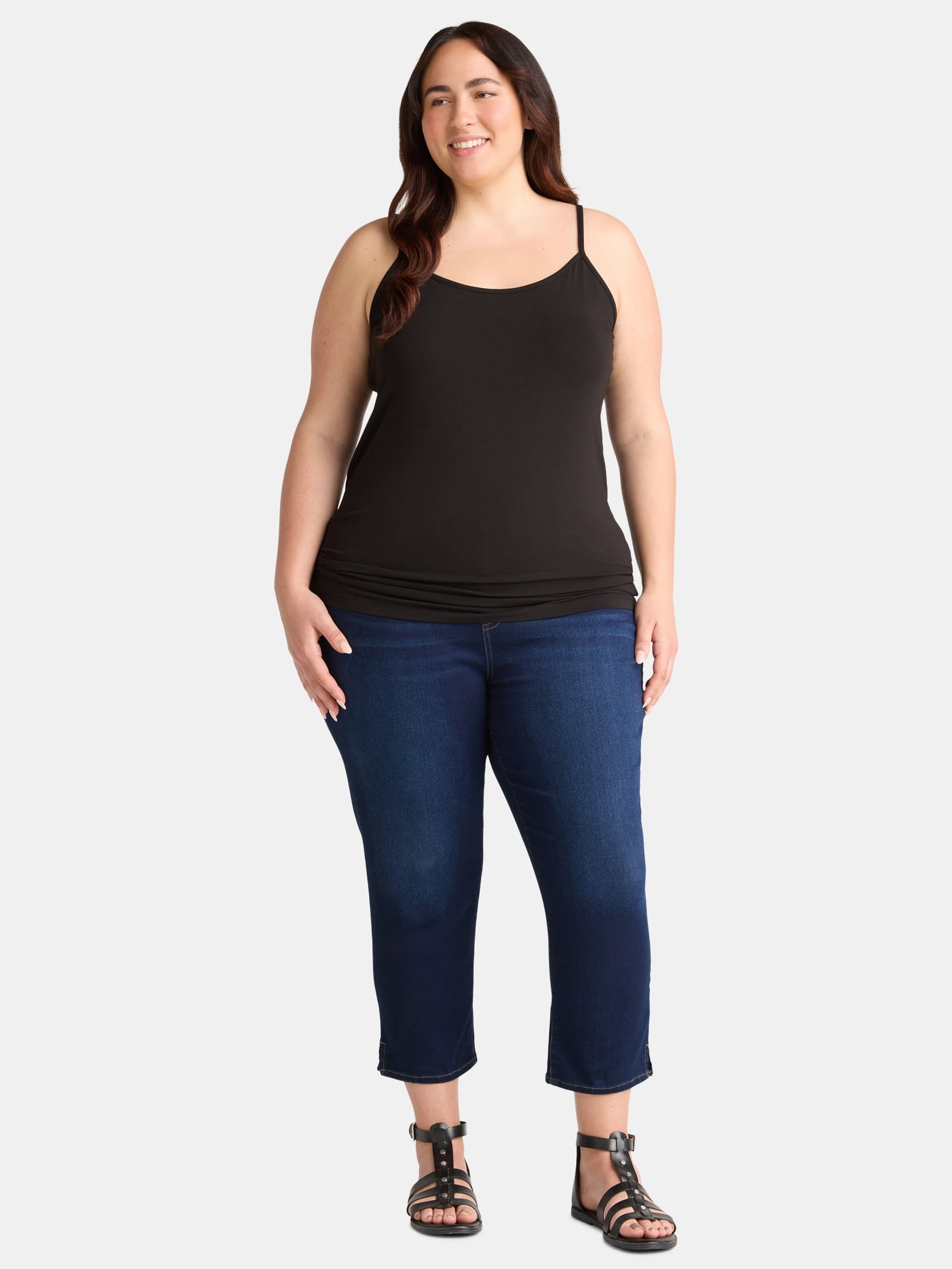 Terra & Sky Women’s Plus Camisole with Adjustable Straps, 2-Pack, Sizes 0X-5X