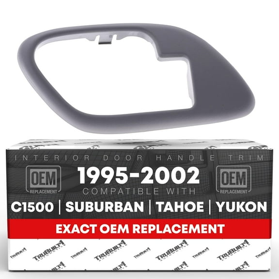 Interior Front Driver Door Handle Bezel - Compatible with 1995-1999 Chevrolet GMC C1500 & K1500 Suburban, C2500 & K2500 Suburban, 95-00 C3500 & K3500, 95-02 C3500HD, C5500, Gray - OEM 15708079, 81922