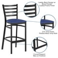 thumbnail image 4 of Flash Furniture Black Ladder Back Metal Restaurant Barstool - Blue Vinyl Seat, 4 of 10