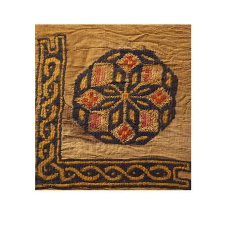- A Coptic Textile Fragment Containing a Medallion with a Corner Border Print Wall Art