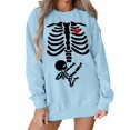 thumbnail image 2 of SIYUDAN Sweatshirt for Women Halloween Vintage Graphic Skeleton Sweatshirts Long Sleeve Crewneck Light Blue Sweat Shirt Fall Shirts for Women XL, 2 of 5