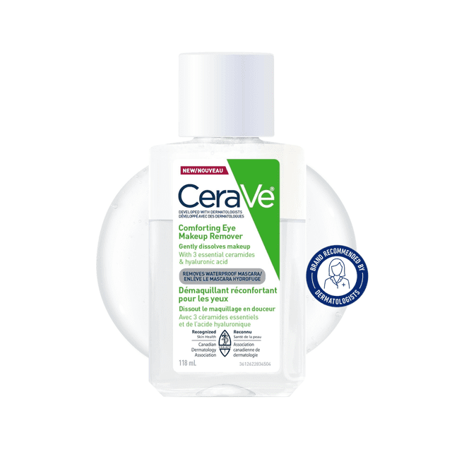CeraVe Eye Makeup Remover Liquid, Bi-Phase Formula with Ceramides for Waterproof Mascara and Eye Makeup, 118mL