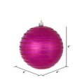thumbnail image 2 of Vickerman 4" Fuchsia Candy Finish Ball Ornament with Glitter Lines, 4 per Bag, 2 of 3