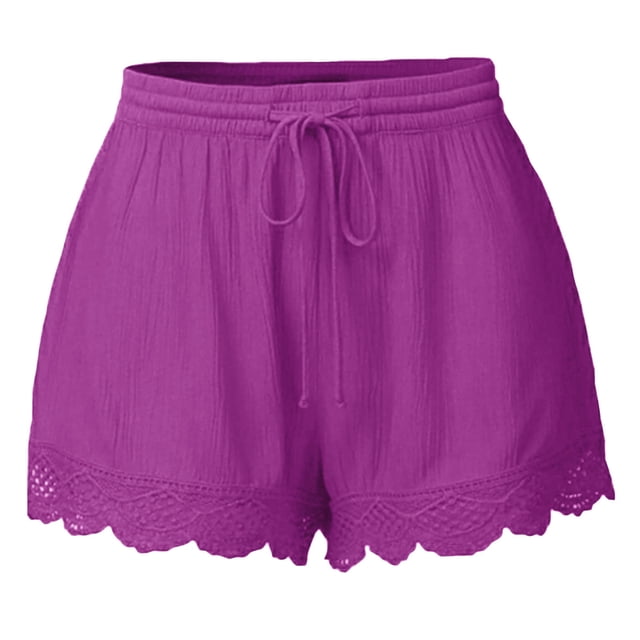 Pantalones cortos deportivos de yoga con lazo de encaje de talla grande para mujer de Augper Fashion