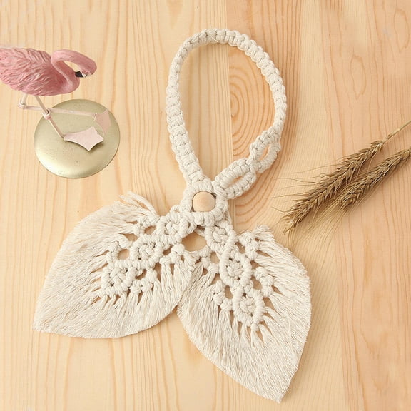 Supvox 1Pc Home Use Curtain Tieback Beige Hand Knitting Craft with Elegant Bohemian Design